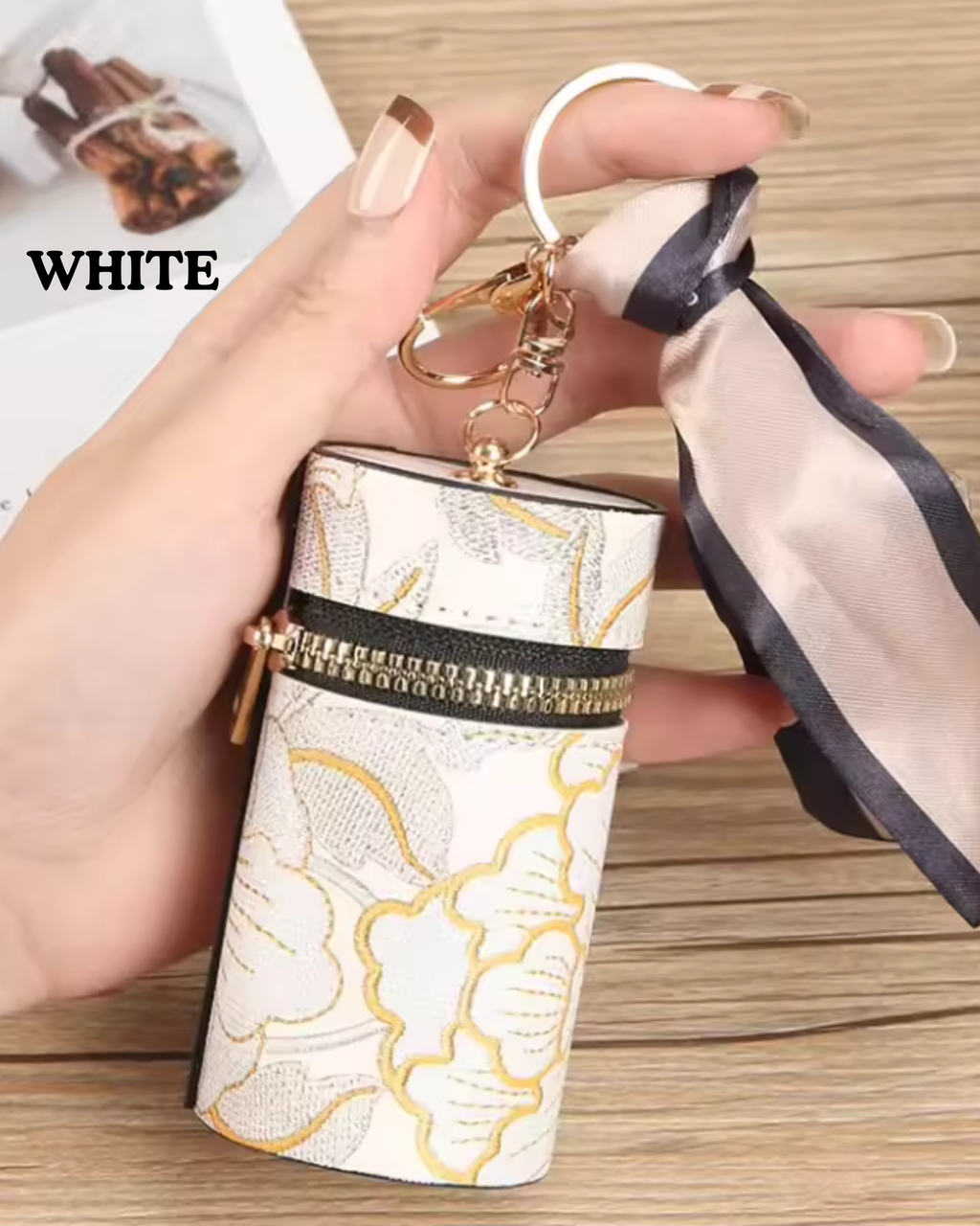 Mini Jacquard Floral Lipstick Case Bag Charm