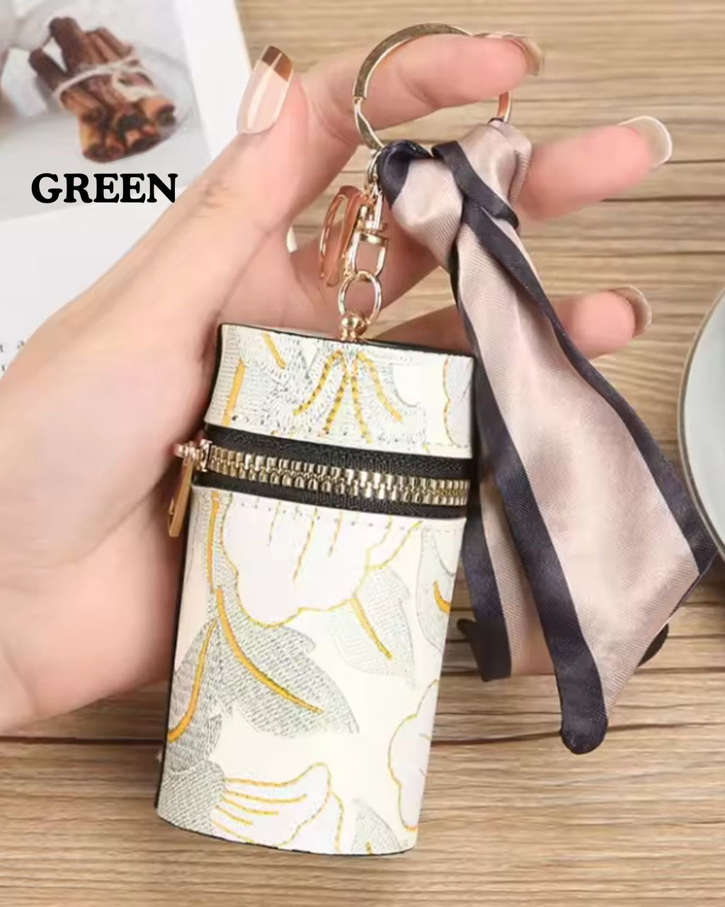 Mini Jacquard Floral Lipstick Case Bag Charm
