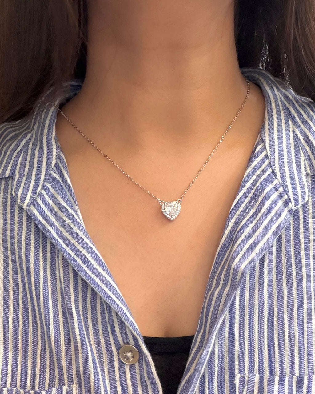 Sparkling Silver Heart Pendant Chain