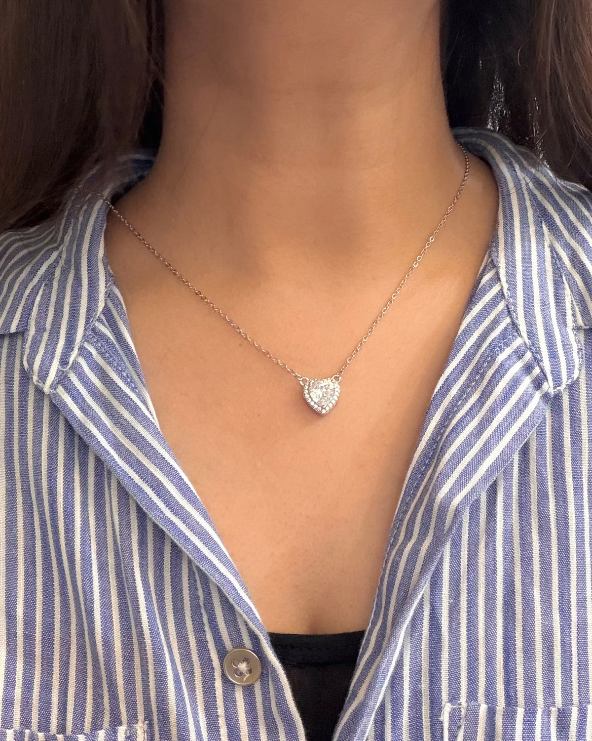 Sparkling Silver Heart Pendant Chain