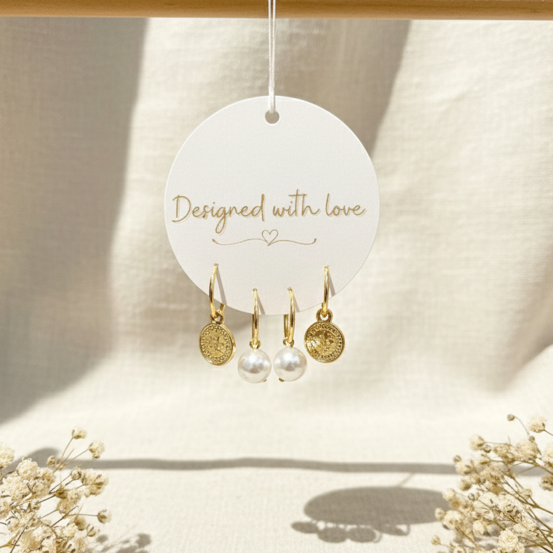 Roman Pearl Charm Earrings