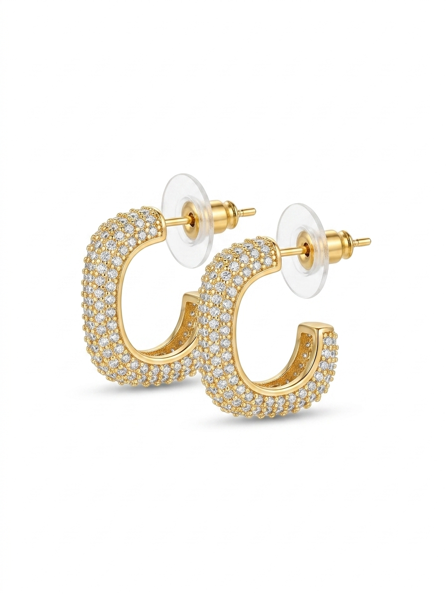 Sparkling Pavé Golden Hoops