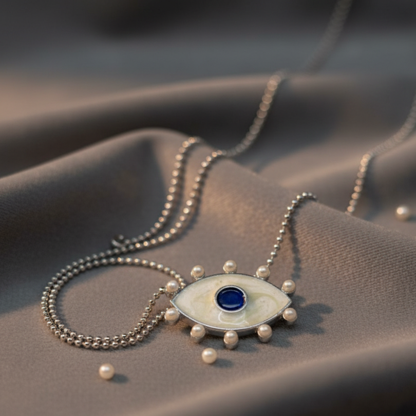 Silver Pearl Eye Chain