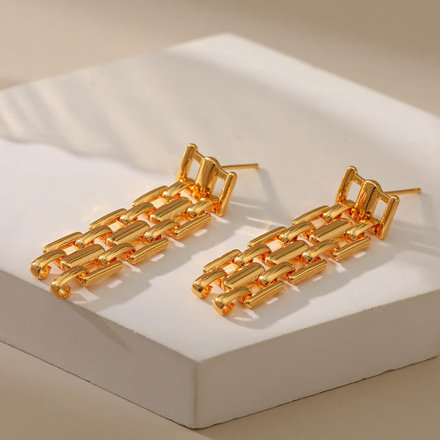 Gold Link Earrings