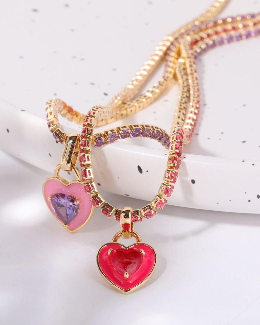 Candy Heart Tennis Choker Necklace