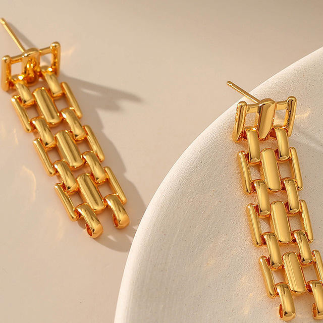Gold Link Earrings