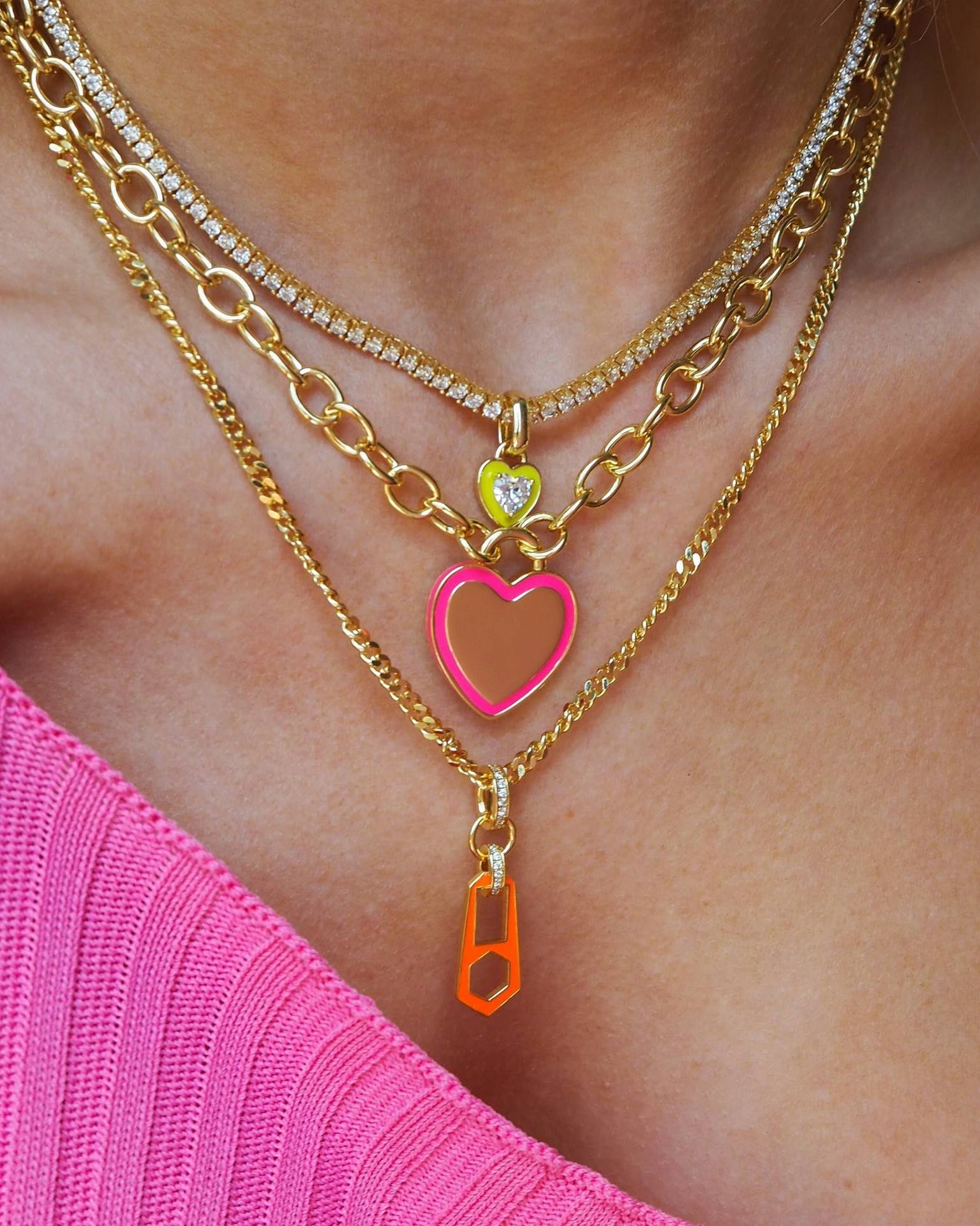 Candy Heart Tennis Choker Necklace