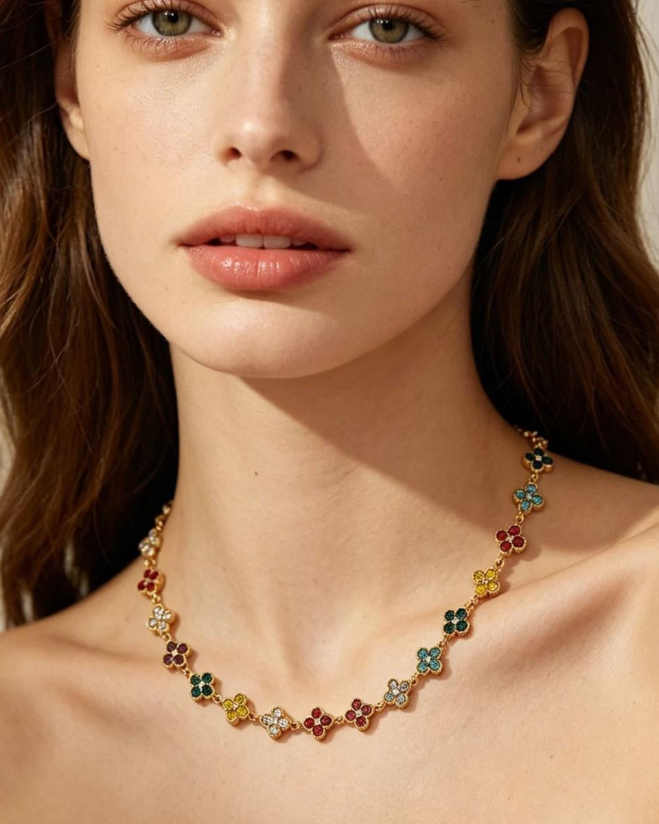 Lucky Clover Pavé Crystal Necklace
