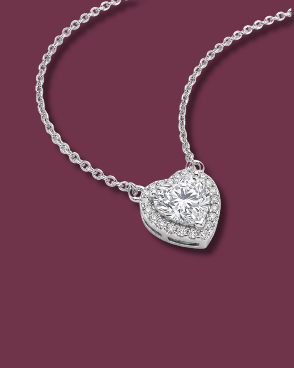 Sparkling Silver Heart Pendant Chain