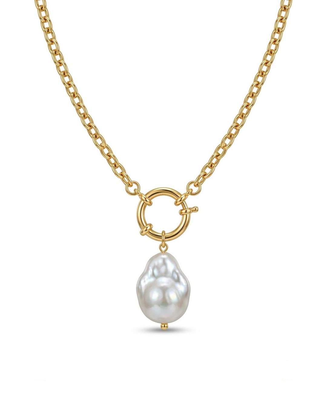 Baroque Pearl Sailor-Clasp Necklace